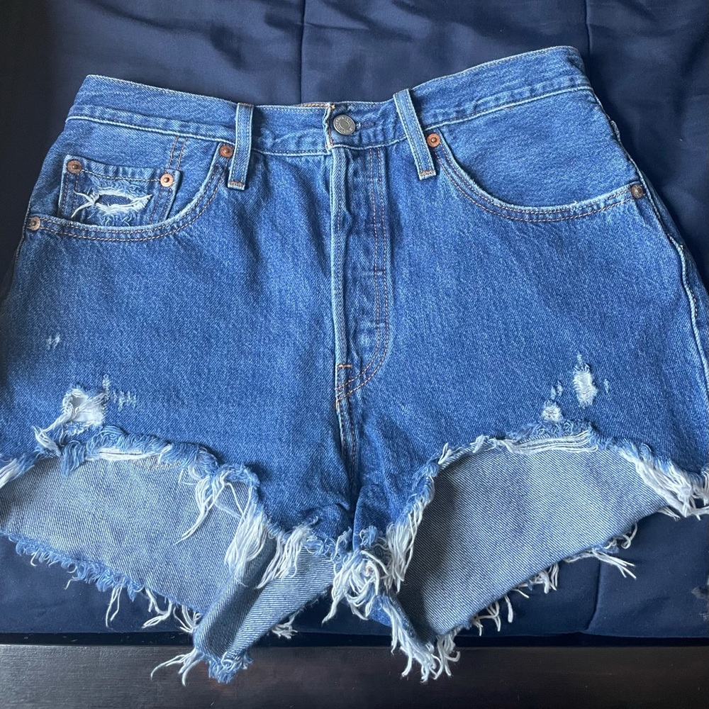 High waisted shorts, 501 Levi’s, Blue denim